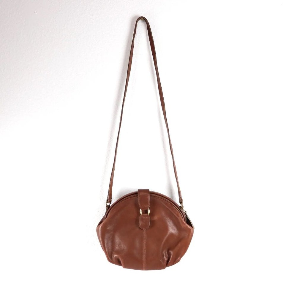Coach Vintage Brown Laurel Leather Framed Clam Shell Shoulder Bag Purse Made USA